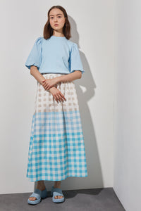 Plus Size Maxi A-Line Skirt - Gingham Cotton Poplin | Ming Wang