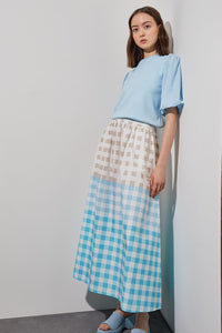 Plus Size Maxi A-Line Skirt - Gingham Cotton Poplin | Ming Wang