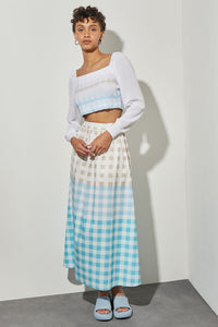 Maxi A-Line Skirt - Gingham Cotton Poplin | Ming Wang