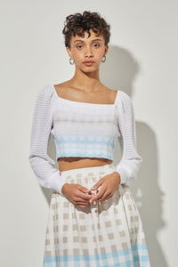 Bishop Sleeve Cropped Top - Textured Soft Knit | Ming Wang