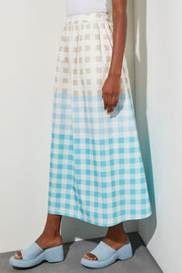 Maxi A-Line Skirt - Gingham Cotton Poplin | Ming Wang