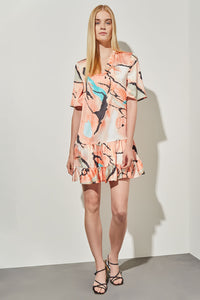 Modern Fit Mini Drop-Waist Flounce Dress - Abstract Woven Modern Fit Mini Drop-Waist Flounce Dress - Abstract Woven