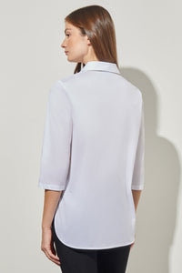 Shawl Collar Shirt - Studded Cotton Blend | Ming Wang