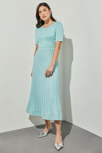 Fit & Flare Midi Dress - Metallic Soft Knit meison Fit & Flare Midi Dress - Metallic Soft Knit meison