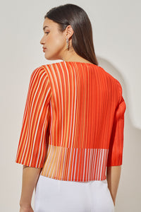 Fine Pleat Blouse - Striped Crepe de Chine | Ming Wang