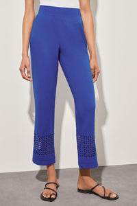 Plus Size Straight Leg Pants - Cut Out Detail Deco Crepe | Ming Wang