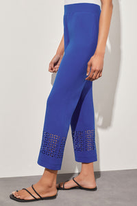 Plus Size Straight Leg Pants - Cut Out Detail Deco Crepe | Ming Wang