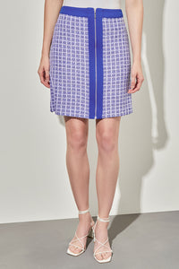 A-Line Mini Skirt - Zip-Front Mixed-Media Tweed | Ming Wang