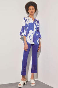 Split V-Neck Blouse - Floral Crepe de Chine | Ming Wang