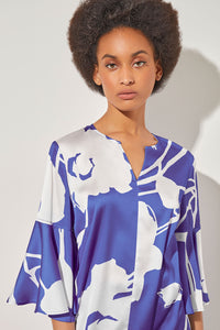 Split V-Neck Blouse - Floral Crepe de Chine | Ming Wang