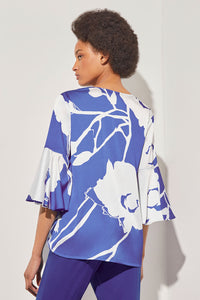 Split V-Neck Blouse - Floral Crepe de Chine | Ming Wang