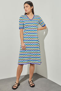 Knee Length A-Line Dress - Chevron Knit | Ming Wang