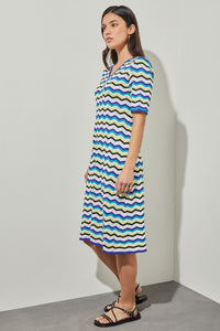 Knee Length A-Line Dress - Chevron Knit | Ming Wang