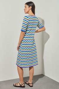 Knee Length A-Line Dress - Chevron Knit | Ming Wang