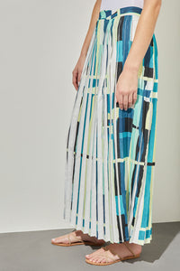 Maxi A-Line Skirt - Abstract Pleated Woven | Ming Wang