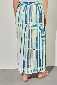 Maxi A-Line Skirt - Abstract Pleated Woven | Ming Wang