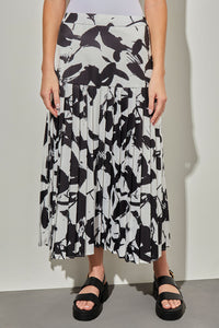 Drop Waist Maxi Skirt - Pleated Floral Woven | Ming Wang