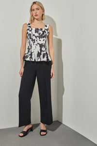 Pleated Peplum Top - Floral Woven | Ming Wang