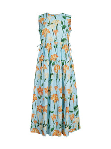 Modern Fit Maxi Drop Waist Floral Cotton Dress meison Modern Fit Maxi Drop Waist Floral Cotton Dress meison