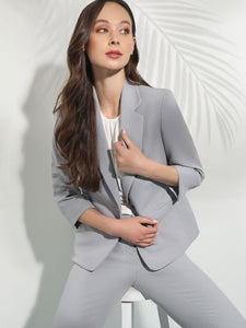 Ava Jacket, Iconic Stretch Crepe, Grey Garden | Kasper