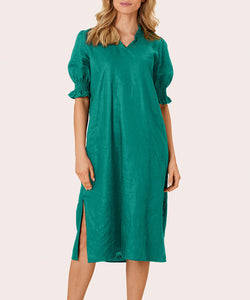 Nydela Smock-Sleeve Dress | Greenlake Solid | Masai Copenhagen