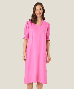Nydela Smock-Sleeve Dress, Azalea Pink Solid | Meison Studio Presents Masai