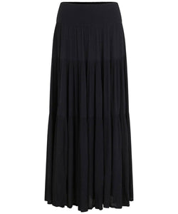 Sable Tiered Maxi Skirt, Black Solid | Meison Studio Presents Masai