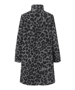 Trine Leopard Print Coat, Medium Grey Melange Leopard Print | Meison Studio Presents Masai