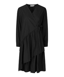 Naima Ruffled Wrap Dress, Black Solid | Meison Studio Presents Masai