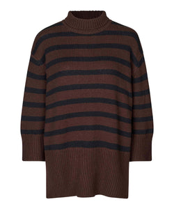 Fabi Knit Sweater | Coffee Black Stripe | Masai Copenhagen