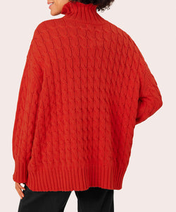 Feline Turtleneck Sweater, Red Clay | Meison Studio Presents Masai