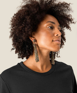 Raheen Tassel Earrings, Gold Print | Meison Studio Presents Masai