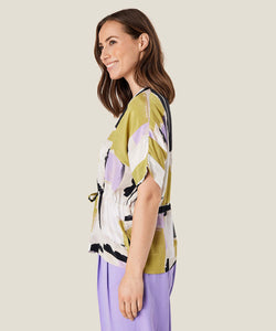 Irekana Cuff Sleeve Shirt, Lentil Sprout Print | Meison Studio Presents Masai