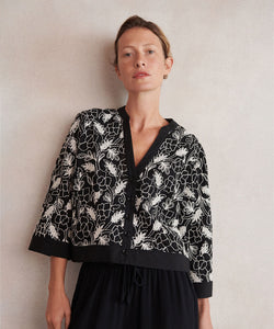 Jasmine Embroidered Button-Front Jacket | Black Print | Masai Copenhagen