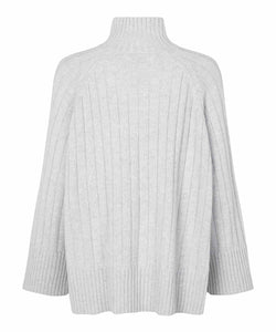 Felixa Turtleneck Sweater | Light Grey Melange Solid | Masai Copenhagen