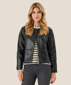Jenali Faux Leather Jacket | Black Solid | Masai Copenhagen