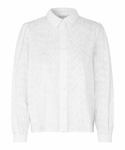 Inella Embroidered Button-Up Shirt | White Micro Print | Masai Copenhagen