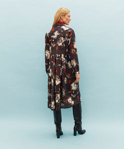 Nebinas Long Sleeve Midi Dress | Coffee Bean Foliage Print | Masai Copenhagen