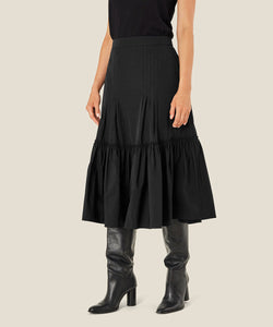 Sibylla Ruffle Midi Skirt | Black Solid | Masai Copenhagen
