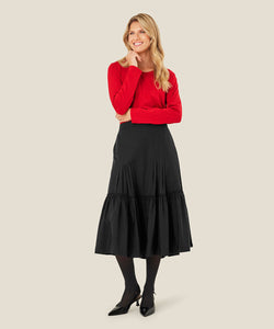 Sibylla Ruffle Midi Skirt | Black Solid | Masai Copenhagen