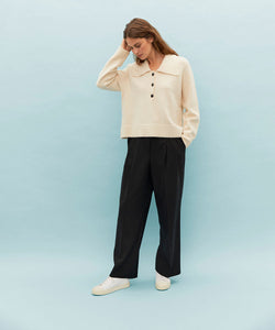 Faye Half Button-Up Sweater | Whitecap Solid | Masai Copenhagen