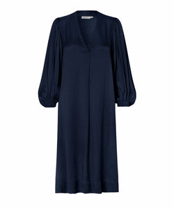 Nalo Smocked Sleeve Midi Dress | Maritime Blue Solid | Masai Copenhagen