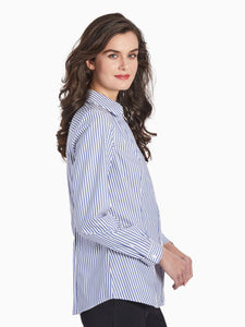 Striped Easy Care Button-Up Shirt, White/Blue | Meison Studio Presents Jones New York