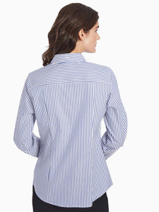 Striped Easy Care Button-Up Shirt, White/Blue | Meison Studio Presents Jones New York
