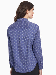 Dotted Easy Care Oxford Shirt, Blue/White | Meison Studio Presents Jones New York