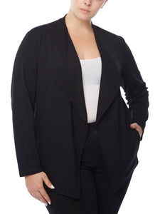Plus Size Serenity Knit Drape Front Jacket in the color Jones Black | Jones New York
