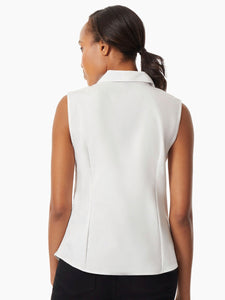 Easy Care Sleeveless Button-Up Shirt, White | Meison Studio Presents Jones New York