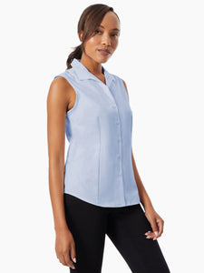 Easy Care Sleeveless Button-Up Shirt, Blue | Meison Studio Presents Jones New York