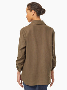 Roll-Tab Sleeve Shirt Jacket, Deep Loden | Meison Studio Presents Jones New York