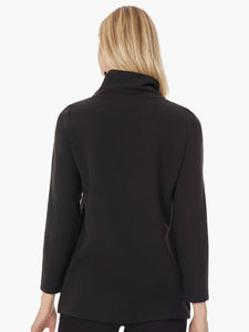 Button Detail Fleece Turtleneck Tunic in Color Jones Black | Jones New York